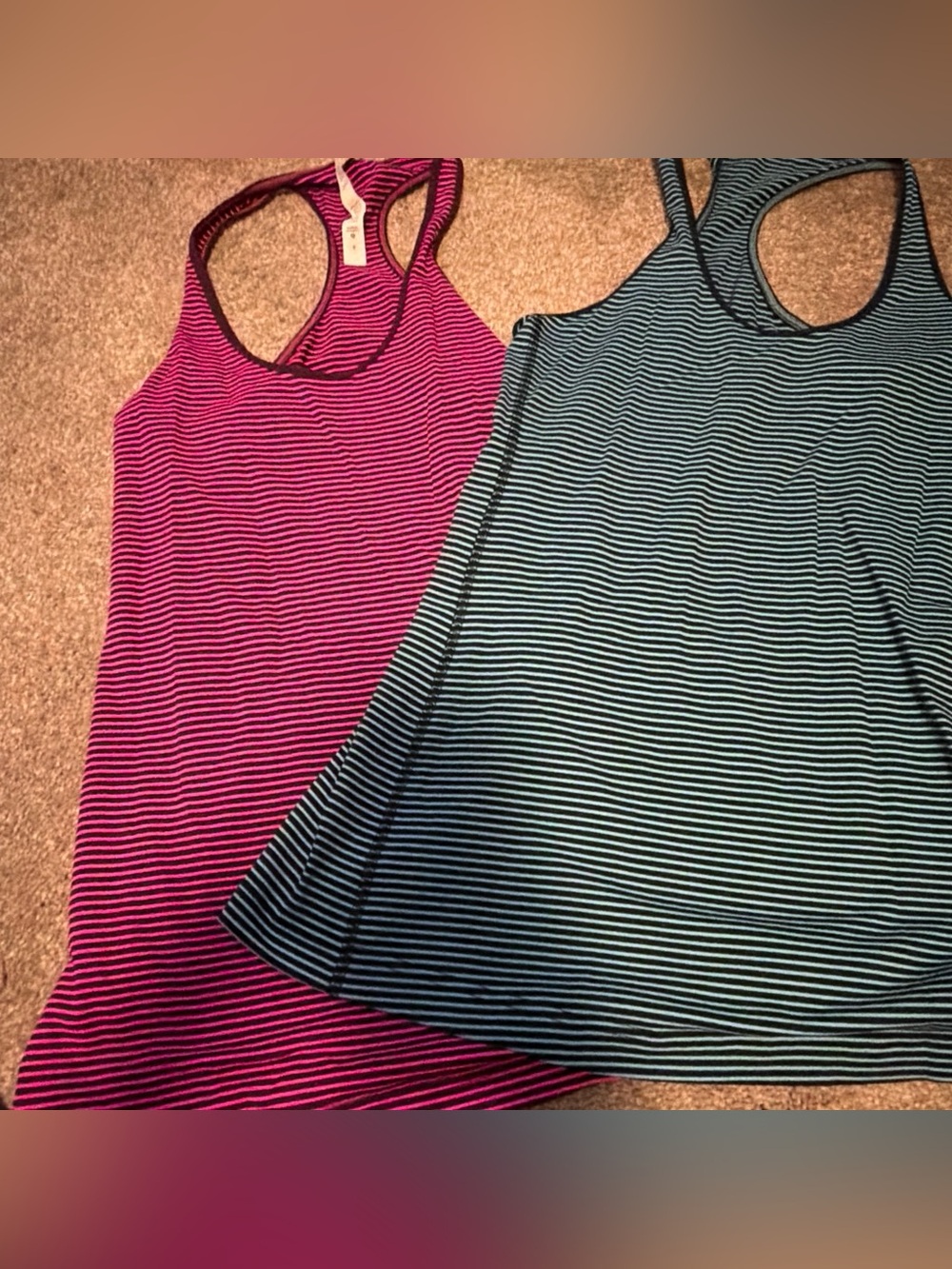 lululemon athletica Striped Racerback Tank - Pink and Teal